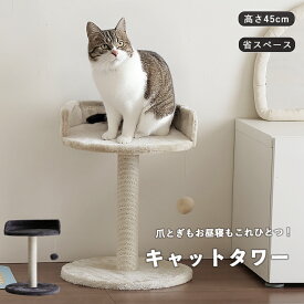 【送料無料】猫用 キャットタワー 爪とぎ ベッド コンパクト 据え置き型 おしゃれ かわいい 省スペース 組み立て簡単 ペットグッズ