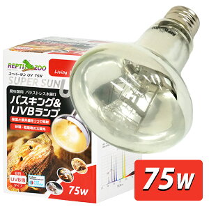 【REPTI ZOO】三晃商会 スーパーサンUV 75W(爬虫類用バラストレス水銀灯)(E731)(T1)爬虫類 両生類 は虫類 ランプ ライト ライティング 太陽光 照明 ビタミンD3 カルシウム 脱皮 繁殖 レプテ