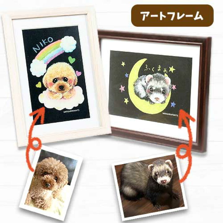 楽天市場 オーダーメイド オリジナルアートフレーム 額マット付き チョークアート専用 フェレット 犬 プードル 猫 アート 動物アート 絵画 インテリア お祝い プレゼント ギフト 贈り物 似顔絵 オンリーワン 思い出 オリジナルグッズ 名入れ 手元供養 供養