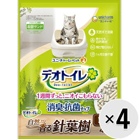 【ケース販売】デオトイレ 消臭・抗菌チップ 自然が香る針葉樹 木タイプ 4L×4袋〔25092211ct〕