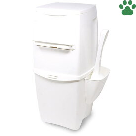 猫砂処理ボックス　リターロッカー2　本体　カートリッジ付き猫用 ペット トイレバケツ ごみ箱 ダストボックス 処理ポット シーツ 防臭BOX 防臭 防菌 消臭 フタ付き シンプル ホワイト 白 リターロッカーII リタ—ロッカー 2 ペッツバリュー