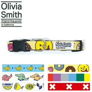 【メール便】ワールド商事 オリビア・スミス Olivia Smith ドッグカラー SSサイズ ドーナツ/クロス/バナナ/ハッピードッグ/フレッシュレモン/マルチボーダー 犬用首輪 送料無料