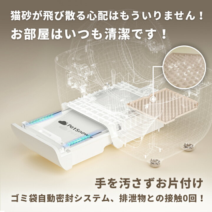 楽天市場】【SALE30%OFF・クーポン】PetSnowy 猫 自動トイレ「臭いを 