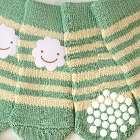 犬用靴下 M/ /LL/3L ナチュラル シルクボーダー 4本入 ソックス 中型犬 ペット用品