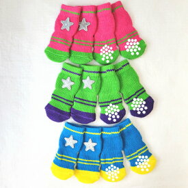 犬 靴下 S/M/L/LL/3L シルバースター 4本 ソックス 超小型犬 小型犬 中型犬 大型犬