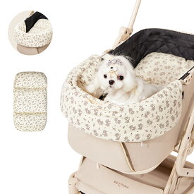 PETTENA ペットカートクッション 犬 猫 取り付け簡単 調整可能 かわいい プレゼント 軽量 おしゃれ 日よけ 防風 ペット マット カートアクセサリー あごのせ パテラ予防 バギー お散歩 通院 電車 旅行 犬 猫