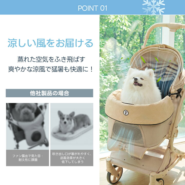 楽天市場】【楽天1位】 PETTENA 空気循環ファン付きペットカート 