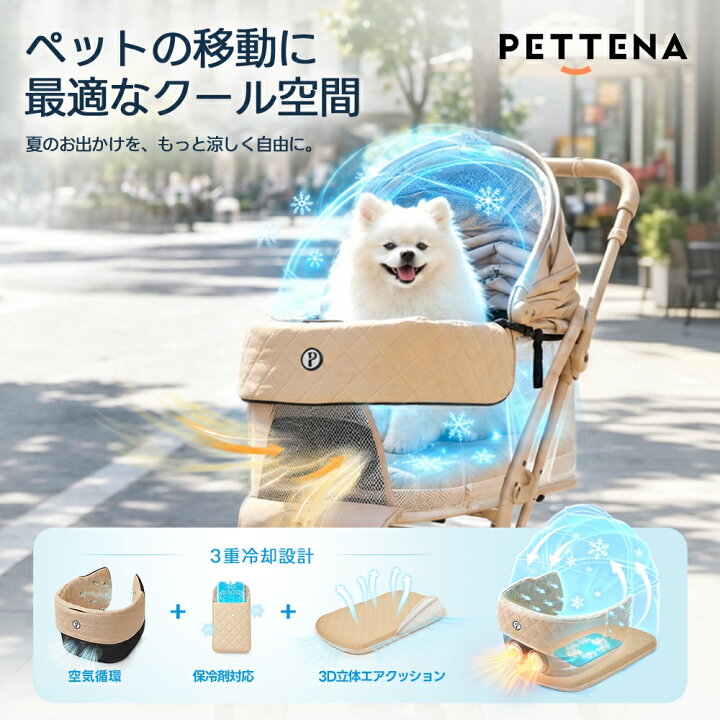 楽天市場】【空気循環ファン付き】ペットカート PETTENA MILOU 2 SIZE 