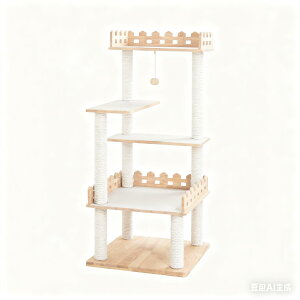 【クーポン3000円OFF⇒9980円】 キャットタワー 木製 据え置き \滑り止めマット付き/ おしゃれ 天然木 木目 高齢猫 広い 省スペース 人気 高さ125cm 猫タワー大型猫 シニア猫 多頭飼い 上りや