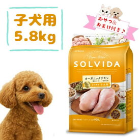 ★マラソン限定クーポン配布中★【おまけとおやつ付】SOLVIDA　ソルビダ　グレインフリー　チキン　室内飼育子犬用　5.8kg【オーガニック/ドライフードパピー/ペットフード/DOG FOOD/ドックフード/正規品】