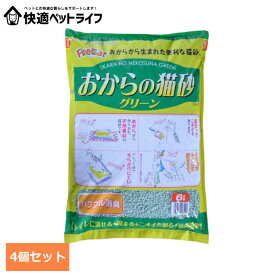 【4個セット】おからの猫砂グリーン 6L ON-G6キャット 猫 猫砂 トイレ 衛生 流せる 消臭 抗菌 おから ペレット 常陸化工 株式会社[2608SO]