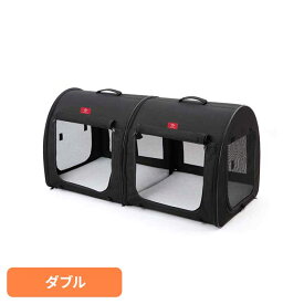 《SALE★25％OFF》ポータブル・ケージ/ダブル/オールブラック PTOF2109021ポータブルケージ 犬 猫 ケージ ペットケージ ソフト素材 折りたたみ 連結 防災 移動 ふかふかマット 分割可 OneforPets ダッドウェイペット 【B】[2606SI]