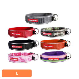 EZ ネオカラー L 首輪 大型犬 やさしい 毛 丈夫 簡単 楽 フレブル バックル 水 レッド ブラック グリーンカモ ピンクカモ オレンジ バブルガム グレイ[2606SI]