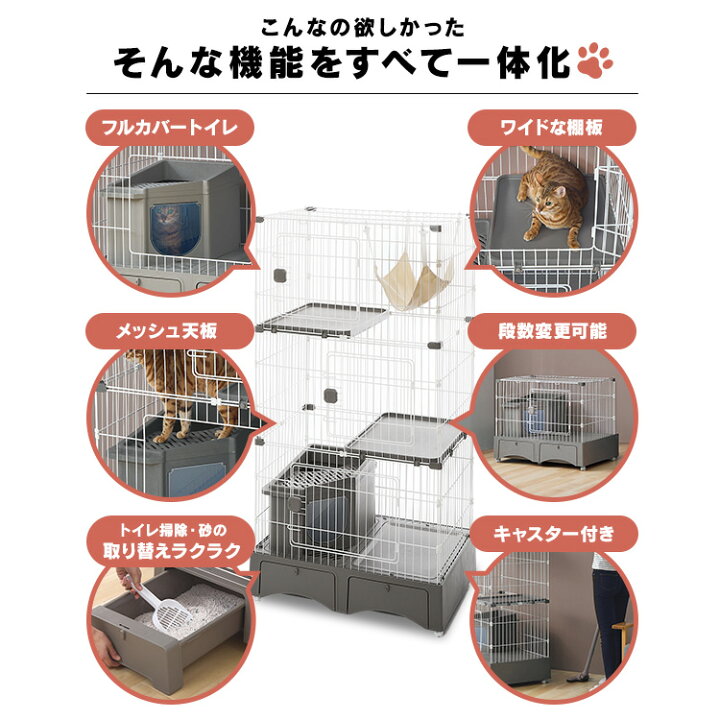 楽天市場】[チョ〜激アツ価格☆]猫 ケージ 2段 3段 トイレ付 キャット 