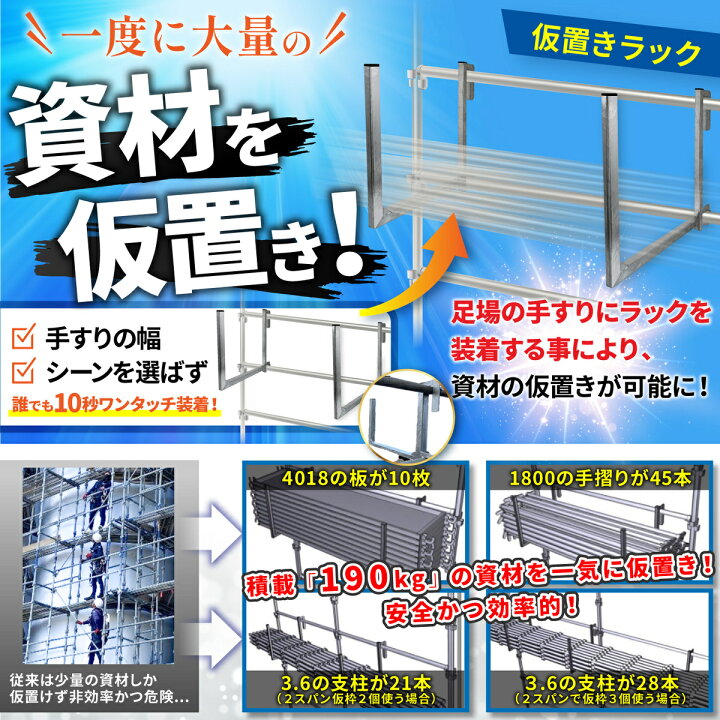 楽天市場】足場コウリツラボ公式 仮置きラック 【資材を一気に仮置き 