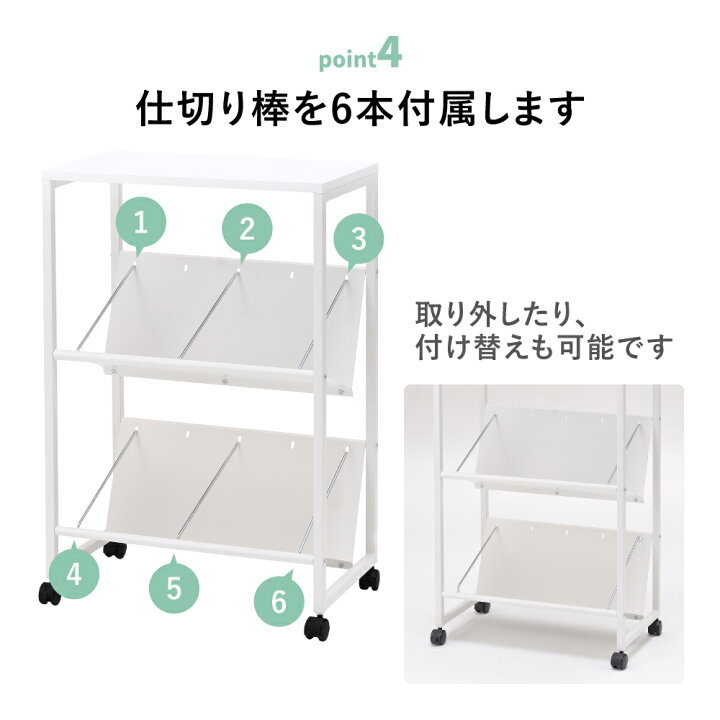 [FOQW] 学生用 ファイルワゴン ホワイト-2段 キャスター付き 机下収納 収納ラック スリム 机下ワゴン A4収納 40*20 デスクワゴン キャスター付き 幅45cm 高さ60cm スリム 2段 白 デスク サイドワゴン デスク下ワゴン ファイルワゴン サイドラック
