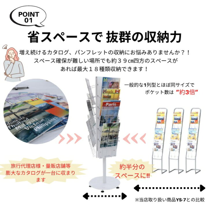 楽天市場】6段3面 回転式パンフレットスタンド A4版対応 回転棚 回転式 