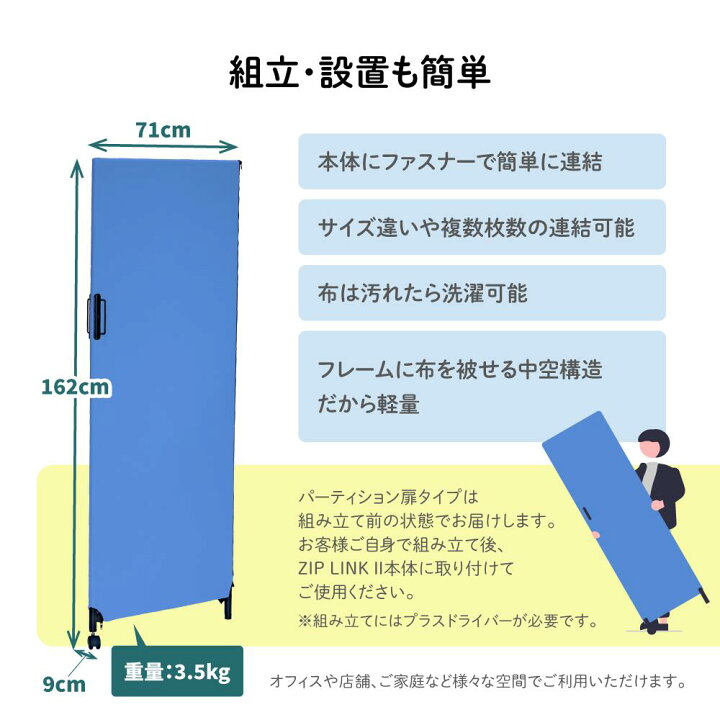 楽天市場】パーテーション ドア 扉タイプ 幅71cm 高さ162cm ZIP LINK 