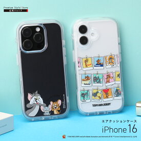 iPhone16 ケース カバー トムとジェリー キャラクター トム ジェリー タフィー トムジェリ トムアンドジェリー TOMandJERRY クリア 透明 シンプル 無地 耐衝撃 タフ エアクッション ストラップホール