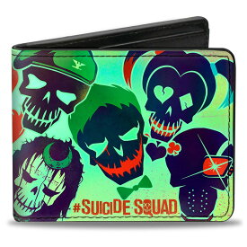 SUICIDE SQUAD スーサイドスクワッド - Stylized Character Faces Scattered Greens / 財布 【公式 / オフィシャル】