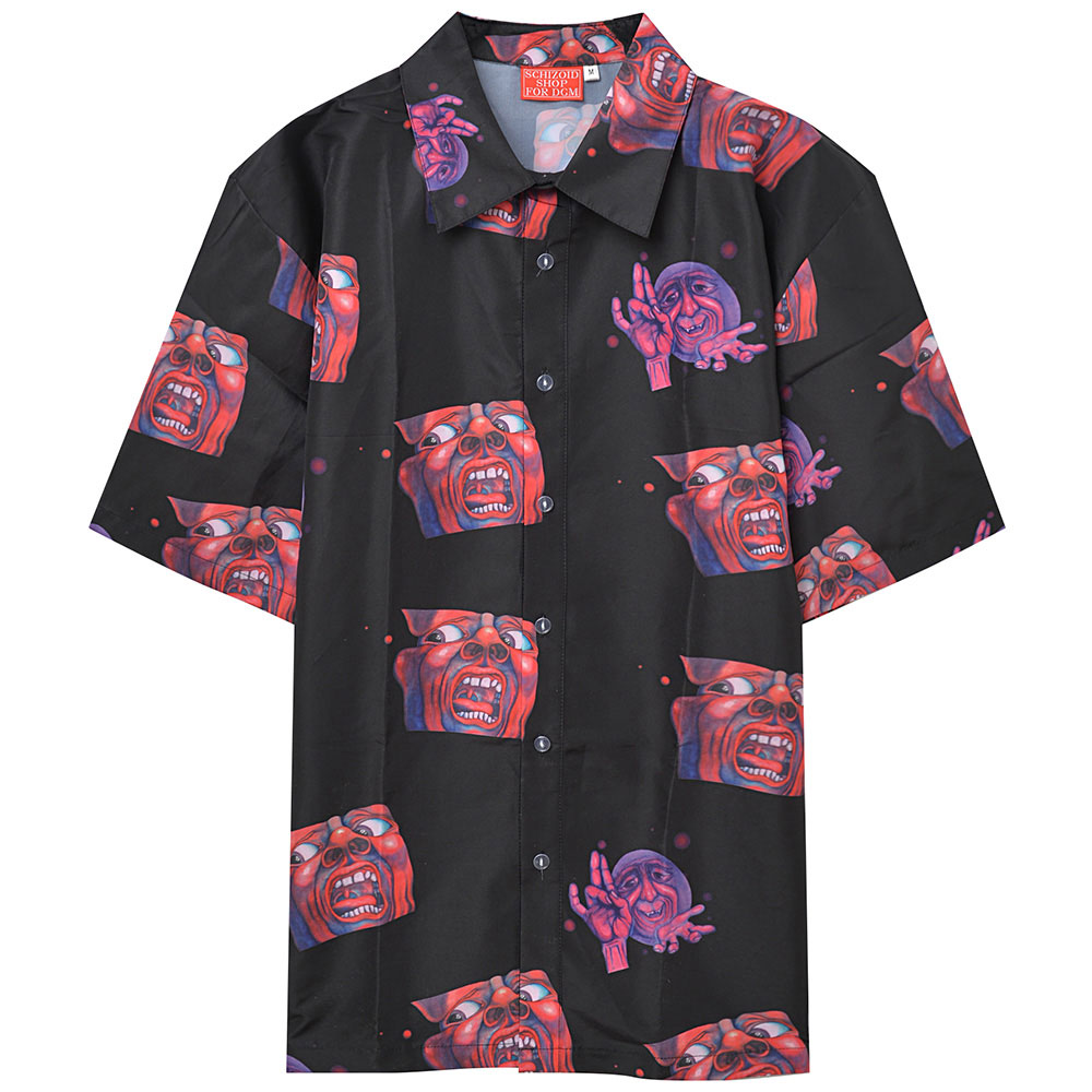 RockEntertainment公式グッズ 正規ライセンスアイテム KING CRIMSON 独特な店 キングクリムゾン - Schizoid Hawaiian Aloha Shirt シャツ 襟付き オフィシャル メンズ 予約販売 公式
