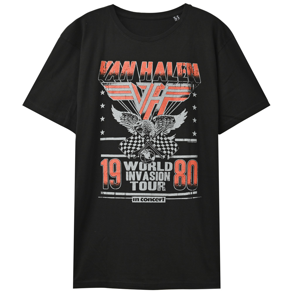 RockEntertainment公式グッズ 正規ライセンスアイテム VAN HALEN ヴァンヘイレン - 高い素材 Invasion '80 Tシャツ 公式 メンズ 正規品 Tour オフィシャル
