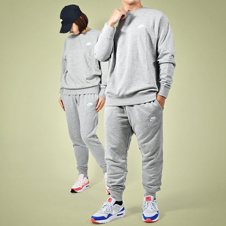 楽天市場 送料無料 スウェット トレーナー 上下セット ナイキ Nike メンズ レディース クラブ フレンチテリー クルー プルオーバー ジョガー パンツ ロングパンツ パンツ スエット スポーツウェア グレー 灰 Bv2667 Bv2680 Ray Green