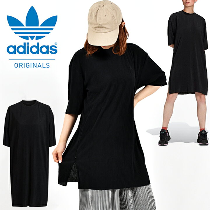 楽天市場 30 Off 送料無料 アディダス Tシャツワンピ Adidas レディース Dress 半袖 Tシャツ 膝上 ワンピース ワンポイント ロゴ Originals オリジナルス 22夏新作 E4757 Ray Green