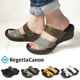 送料無料 リゲッタカヌー レディース サンダル 5.0cmヒール Regetta Canoe クロスベルトウェッジサンダル コンフォートサンダル 日本製 カジュアル CJLW5524A