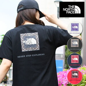 ネコポス発送!送料無料 ノースフェイス バンダナ柄 半袖Tシャツ レディース THE NORTH FACE S/S Bandana Square Logo Tee バンダナ スクエア ロゴ ティー バックプリント 2025春夏新色 NTW32446