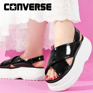 31%OFF 送料無料 コンバース 厚底 サンダル レディース CONVERSE CHEWY チューイー PC クロスベルト 厚底サンダル シンセティックレザー シューズ 靴 黒 シャイニーブラック 2025春夏新作