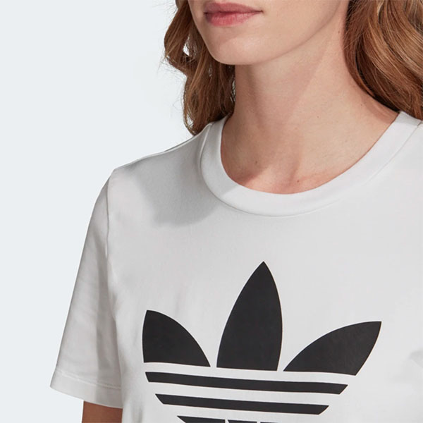 半袖 Tシャツ adidas ORIGINALS アディダス オリジナルス レディース TREFOIL TEE ビッグロゴ ロゴTシャツ  プリントTシャツ ホワイト 白 GVU39 | Ray Green