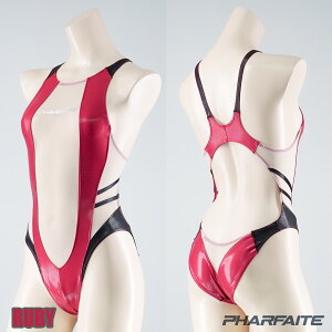 【PHARFAITE】SGSxSHEER/HORSE-SHOEクロスバックスイムウェア 光沢 コスプレ コスチューム レオタード 競泳水着 ボディスーツ ハイレグ シアー 透け