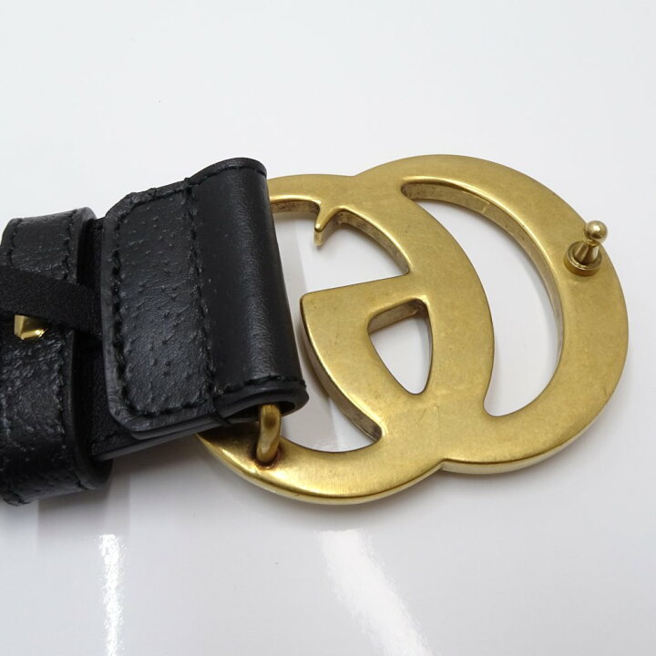 楽天市場】グッチ GUCCI ベルト ダブルGバックル レザー ブラック 85 