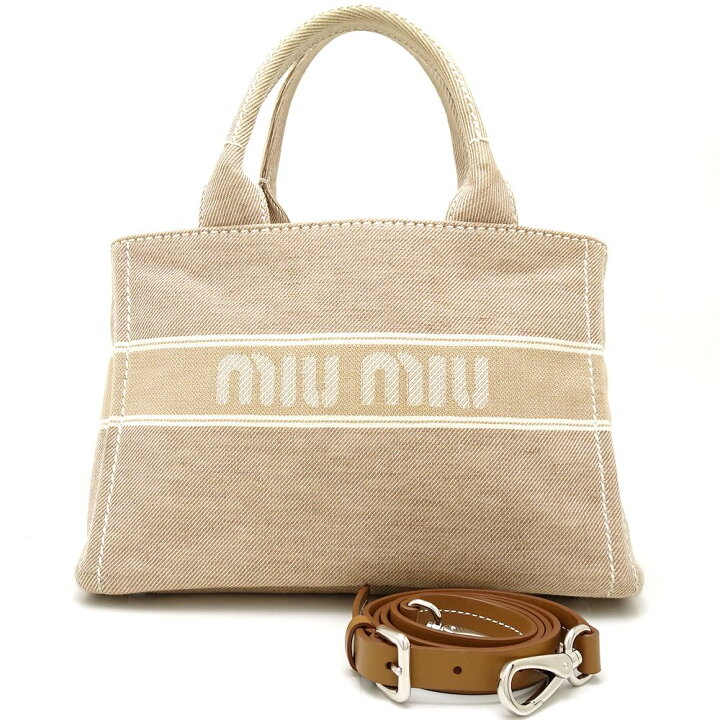 楽天市場】ミュウミュウ MIUMIU 5BA219 2WAY トートバッグ デニム 