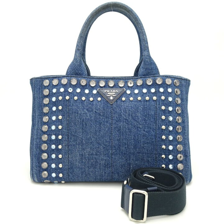 楽天市場】プラダ PRADA 1BG439 カナパ デニム ビジュー DENIM 