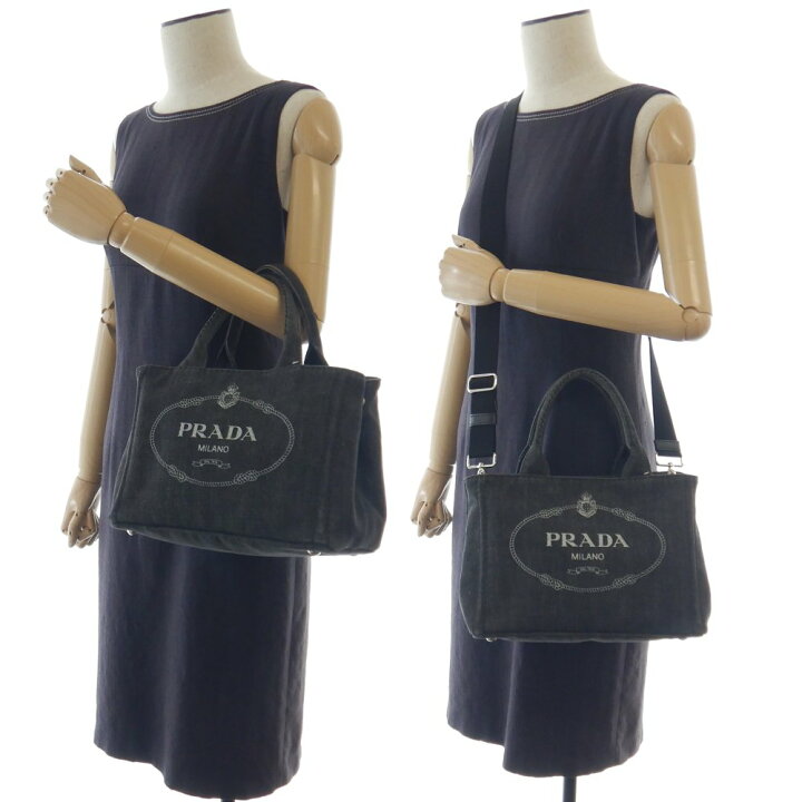 楽天市場】プラダ PRADA 1BG439 カナパ デニム NERO ブラック 2WAY  