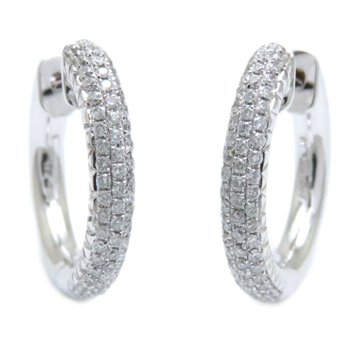 楽天市場】フープピアス 750WG ダイヤモンド0.66ct 18金ホワイト  