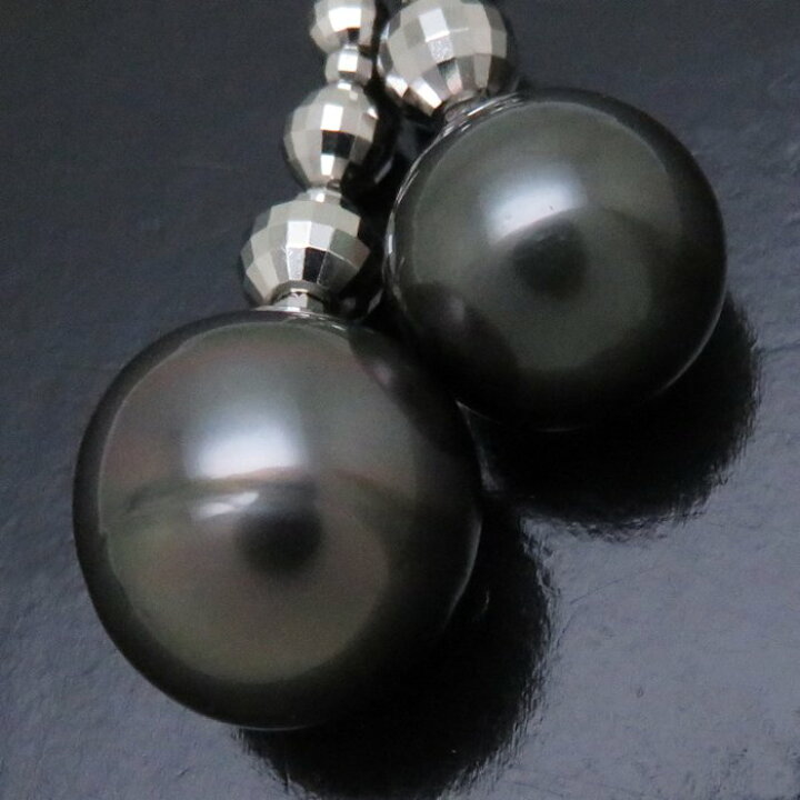 楽天市場】ブラックパールネックレス K18WG 黒真珠10.3・11.9ミリ 18金  