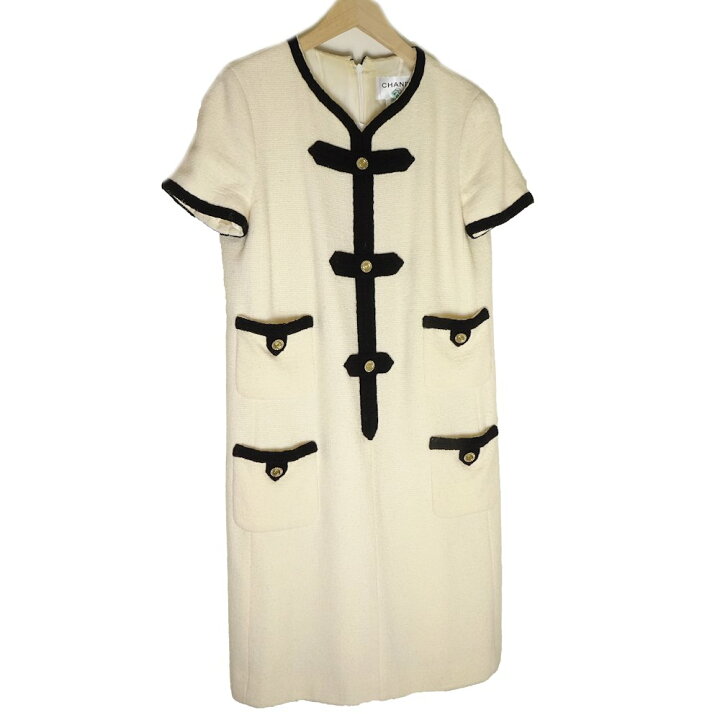 楽天市場】シャネル CHANEL ワンピース 半袖 ブラック ホワイト サイズ  