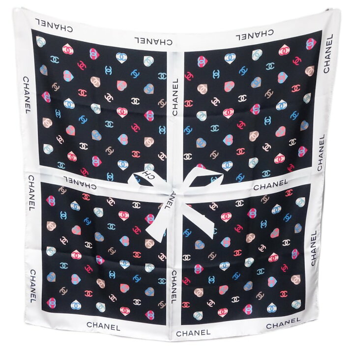 楽天市場】シャネル CHANEL スカーフ シルク100％ エクリュ ブラック  