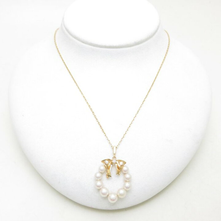楽天市場】ミキモト MIKIMOTO ネックレス パール ダイヤモンド りぼん 