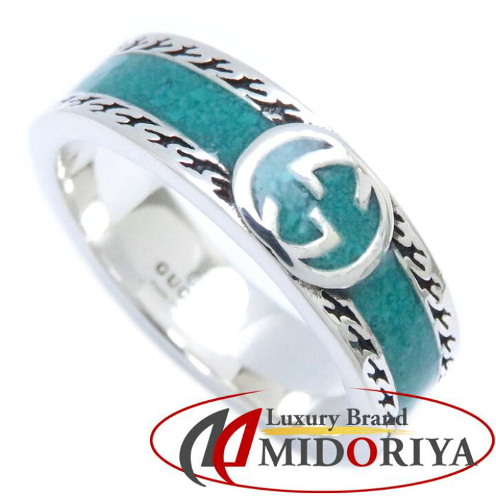 楽天市場】グッチ GUCCI インターロッキングG リング ターコイズブルー  