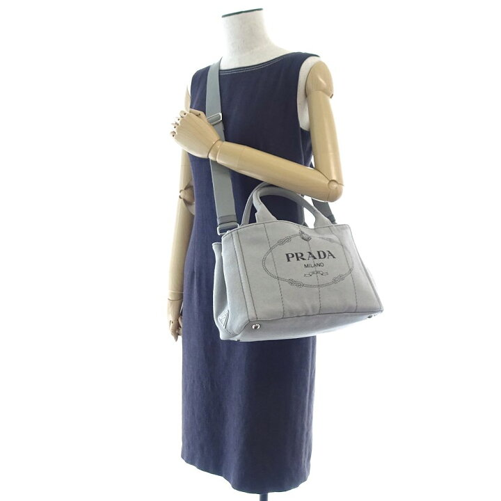楽天市場】プラダ PRADA 1BG439 カナパ デニム NUBE グレー 2WAY 