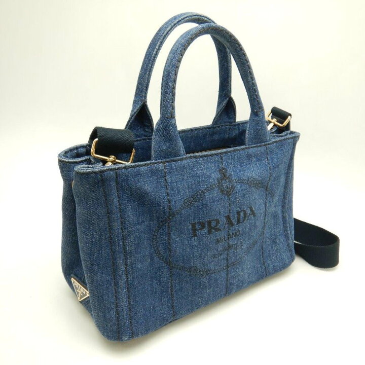 楽天市場】プラダ PRADA 1BG439 カナパ デニム BLEU ブルー 2WAY 