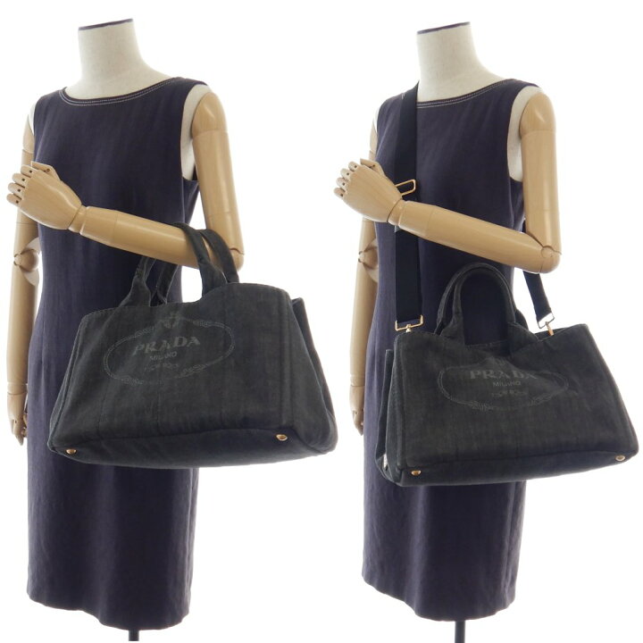 楽天市場】プラダ PRADA B2642B カナパ デニム NERO ブラック 2WAY 