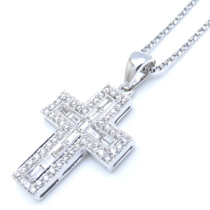 楽天市場】ダイヤモンドクロスネックレス K18WG ダイヤモンド0.548ct 