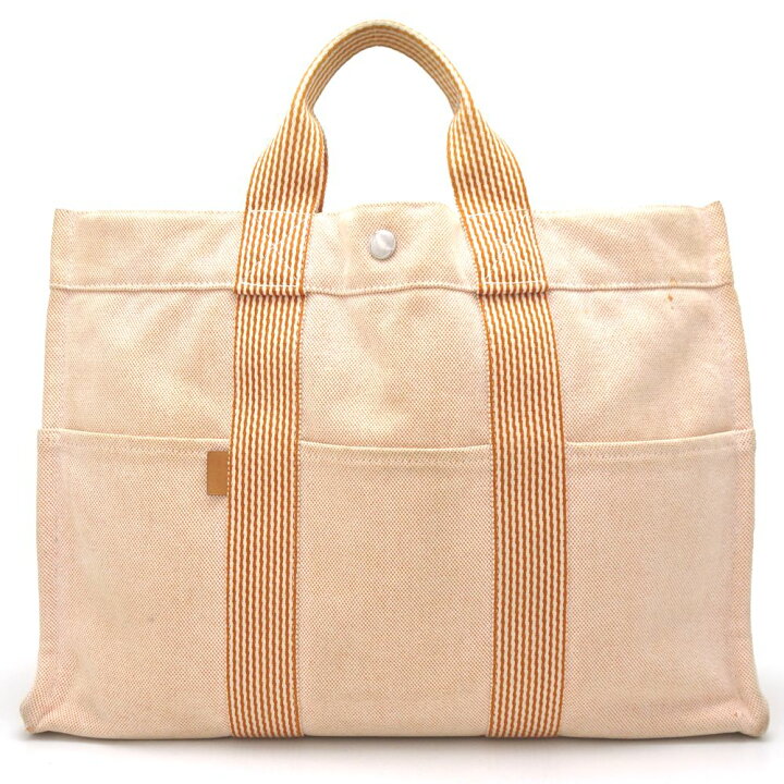 楽天市場】エルメス HERMES ニューフールトゥMM キャンバス オレンジ 