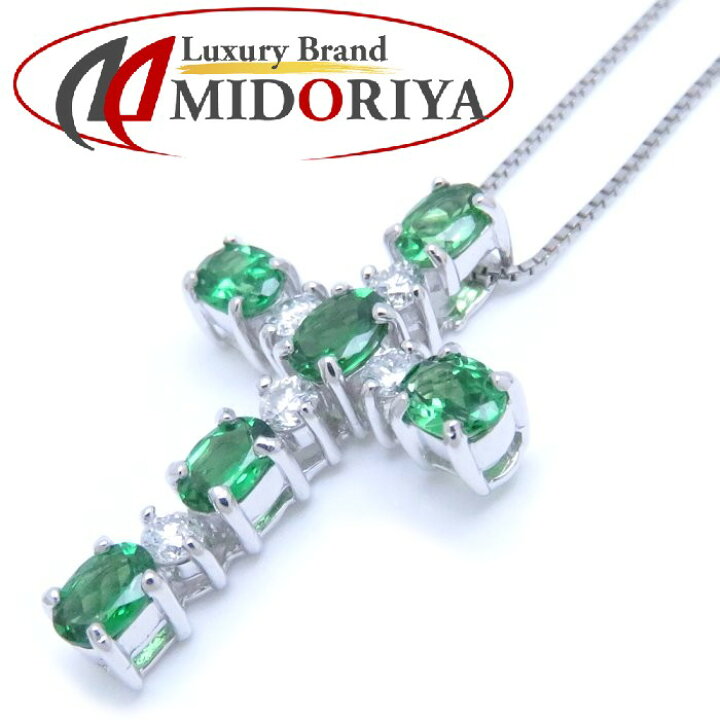 楽天市場】クロスネックレス グリーンガーネット1.20ct ダイヤモンド 