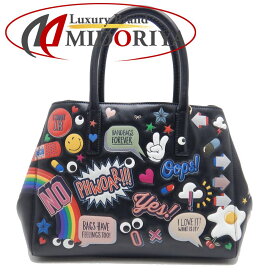 アニヤ・ハインドマーチ Anya Hindmarch ステッカーズ トートバッグ レザー ブラック マルチ / 250174【中古】